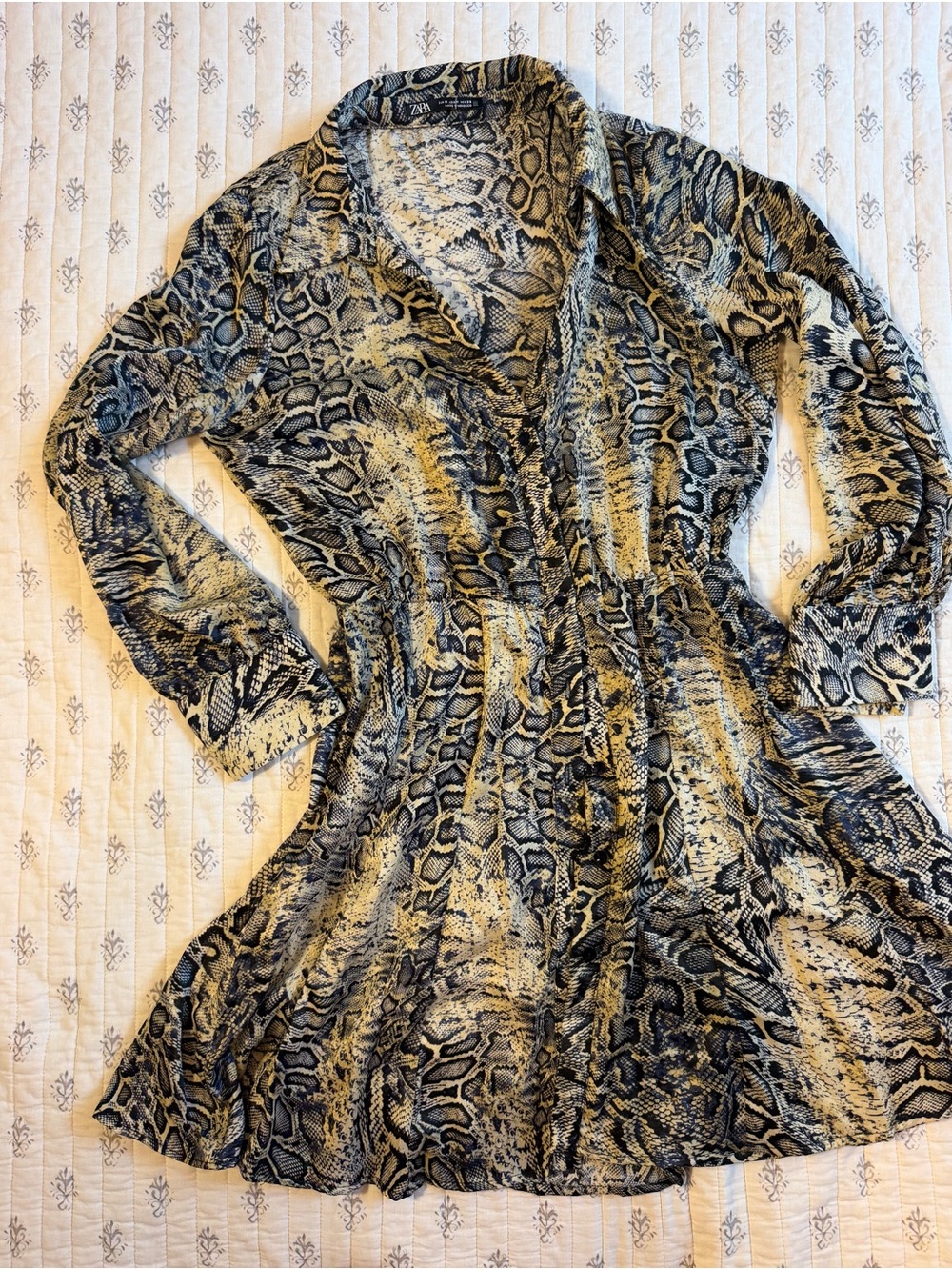 Zara Y2K Snake Print Fit & Flare Mini Dress – M